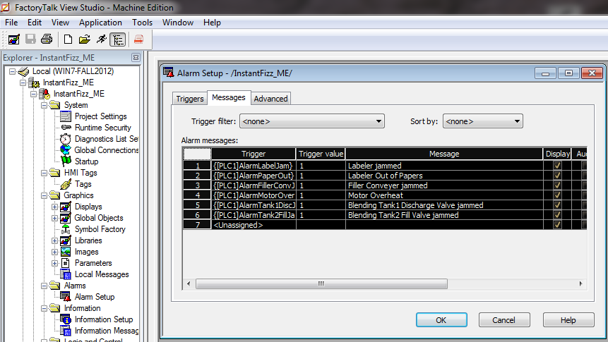 FTVME Edit Alarm Messages in MSExcel Step 1