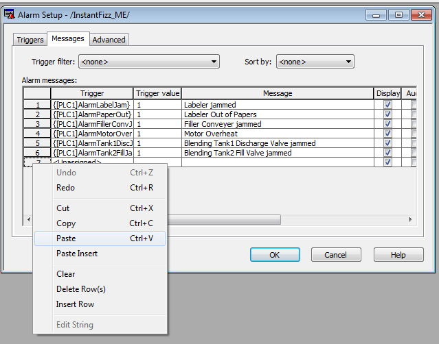 FTVME Edit Alarm Messages in MSExcel Step 6