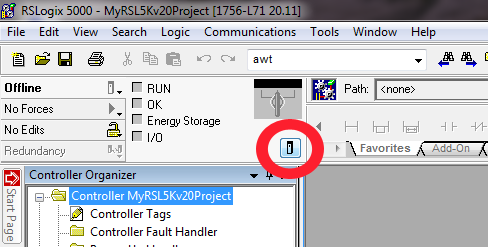 RSL5K Launch Button For Controller Properties
