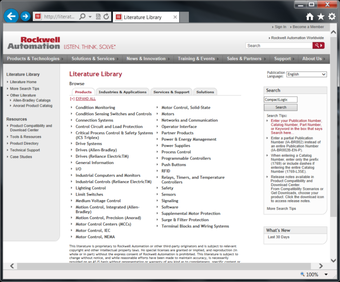 Rockwell Automation Literature Library Homepage