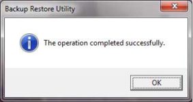 RSLinx Backup and Restore Utility Operation Complete