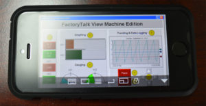 2 Apple iPhone 5s connected via Mocha VNC Lite to PanelView Plus 6