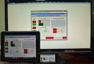 3 Apple iPad 2, iPhone 5s and Windows 7 PC simultaneously connected to a single PanelView Plus 6 using VNC