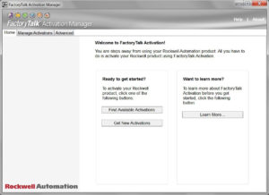 FactoryTalk Activation Home Tab