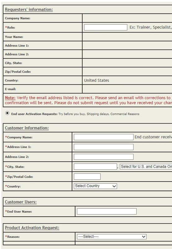 Rockwell Temporary Activation Request Form