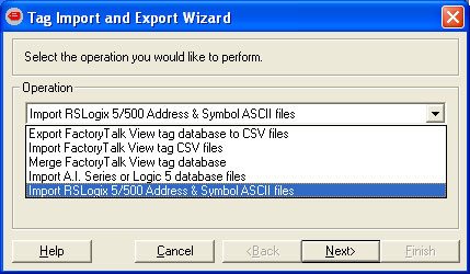 Tag Import and Export Wizard Step 2
