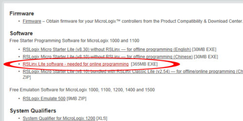 Download free programming software for MicroLogix 6