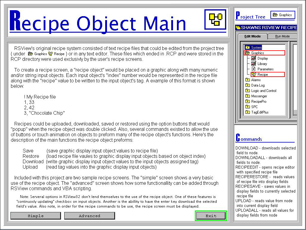 RSView32 Recipe Object Demo