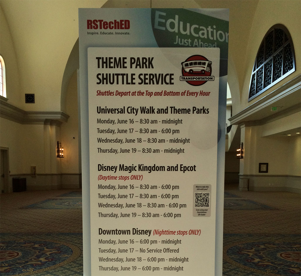 RSTechED 2014 12 Theme-Park Bus schedule