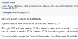 RSLogix 5000 20.04 Release Notes