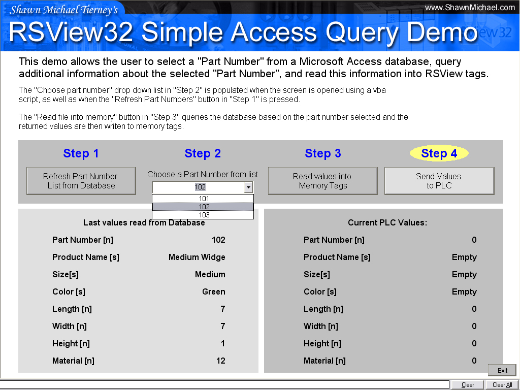 RSView32 Simple Access Query Demo