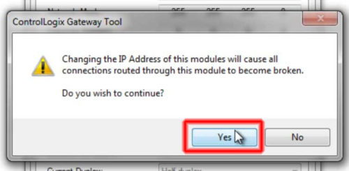 RSLinx to CompactLogix Change IP 8 Confirmh
