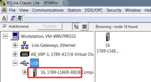 RSLinx to CompactLogix via USB 7 RSL-3h