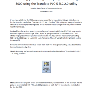 Article - Converting your RSLogix 500 program to RSLogix 5000 using the Translate PLC