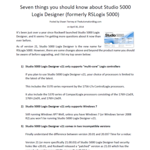 Article - Seven things you should know about Studio 5000 Logix Designer