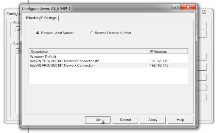 rslinx classic pccc configure ip address