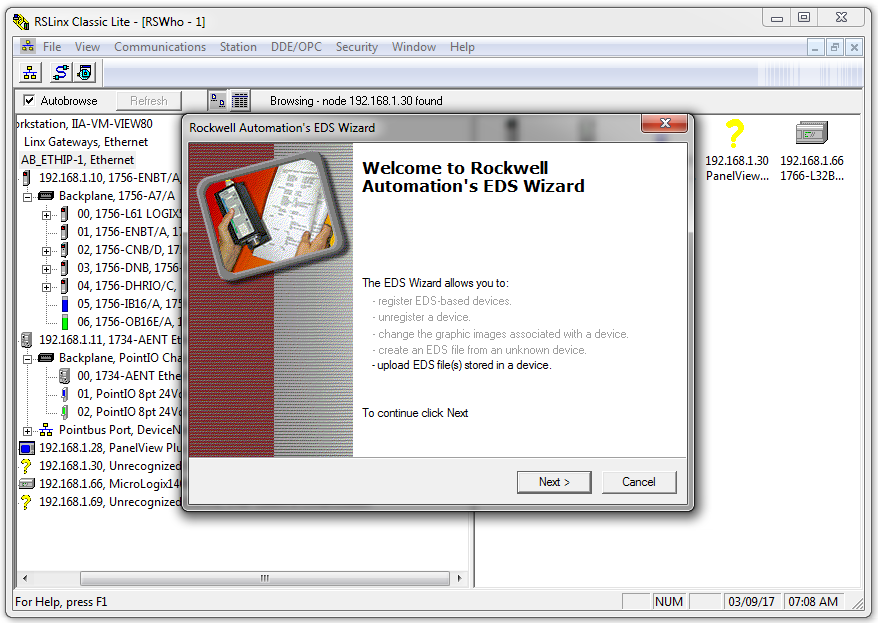 How to install EDS files and eliminate yellow question marks in