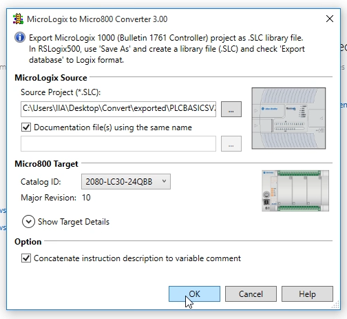 Migrate / Convert - MicroLogix 1000 Programs to Micro800