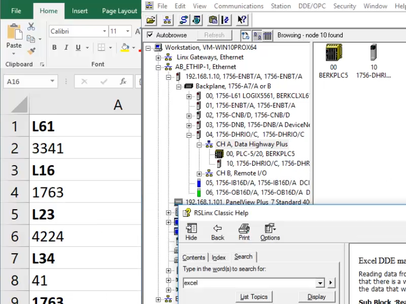 RSLinx, MSExcel - Get A-B Programmable Controller Data into Microsoft Excel using RSLinx Classic