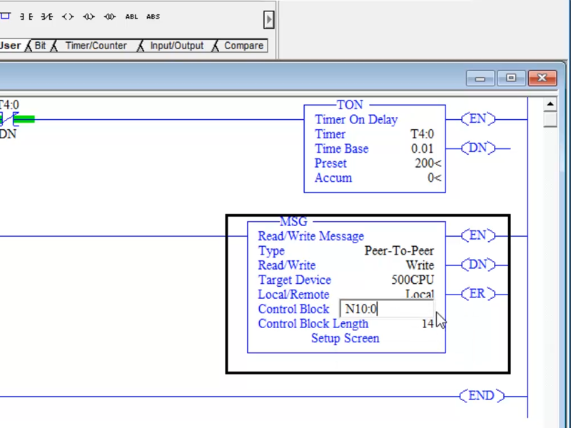 Message (MSG) - SLC-5/05 Writing Data Over Ethernet to a MicroLogix 1400