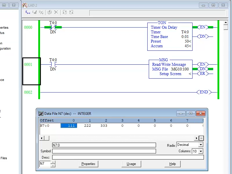 Message (MSG) - MicroLogix 1400 Writing Data over Ethernet to a MicroLogix 1100