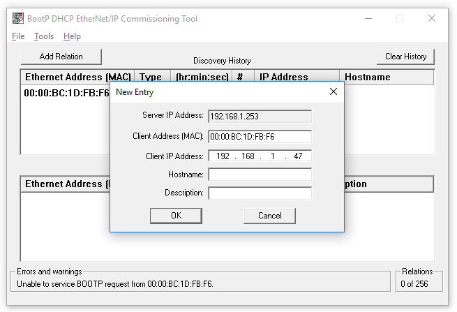 SLC-5/05 - Using the BOOTP Utility to Set the Ethernet/IP Address
