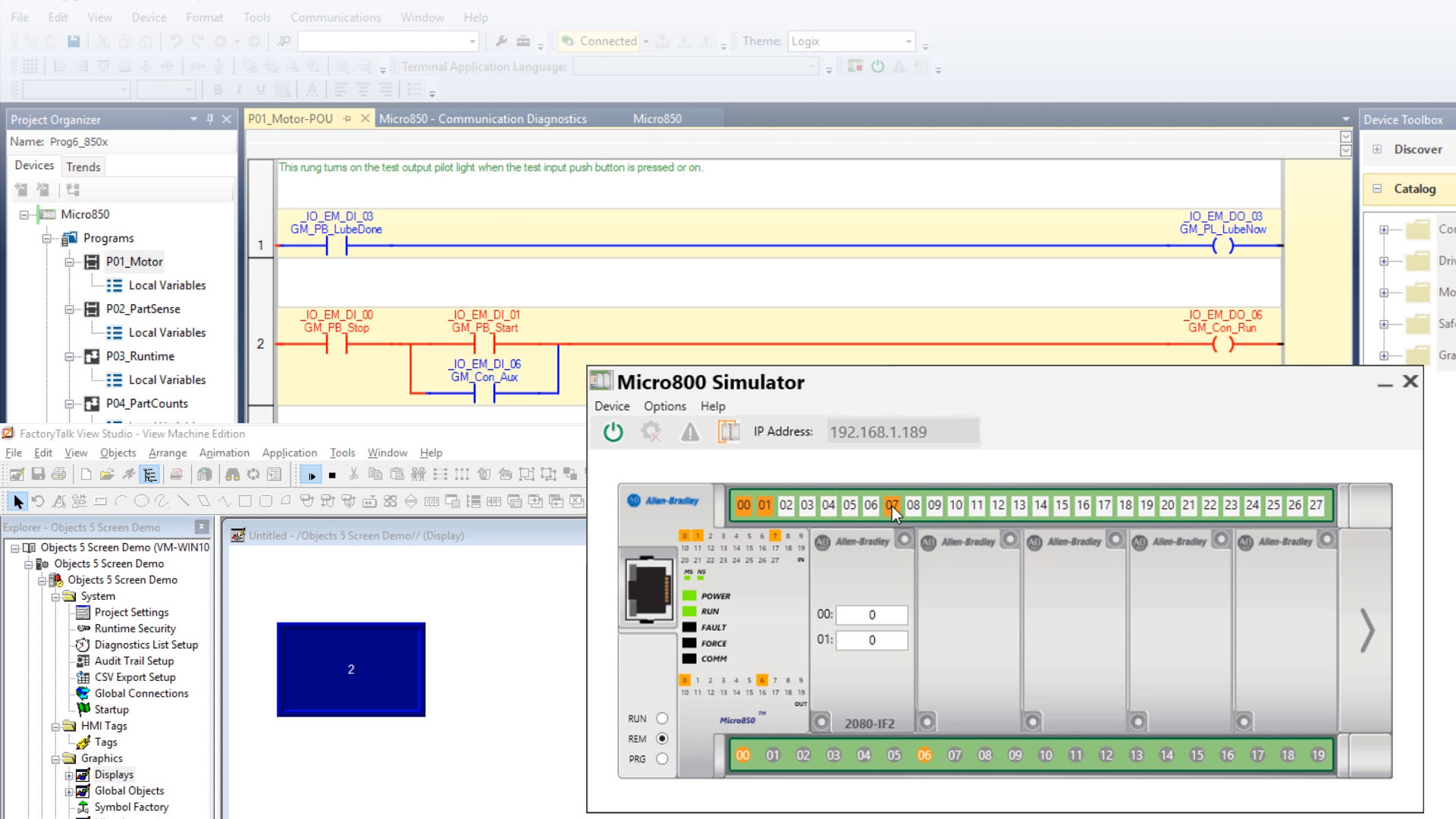 FTLinx, RSLinx Enterprise - Connecting to the CCW Micro800 Simulator (S15)