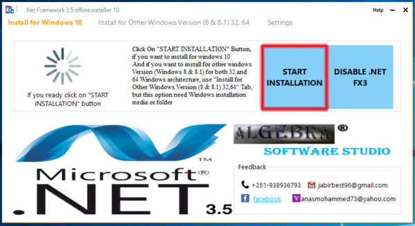 download and install the .net framework 3.5 sp1 windows 10