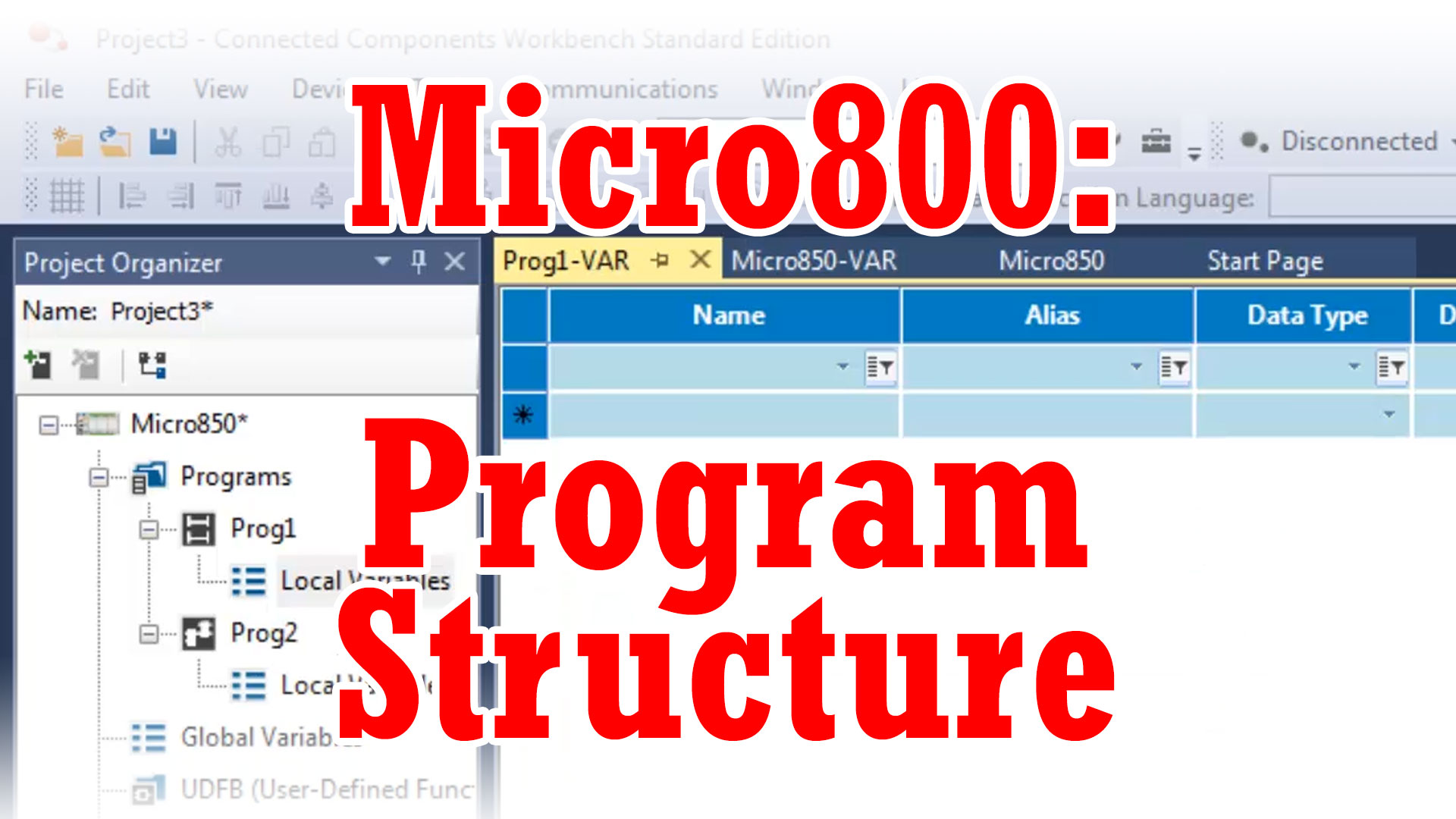 Micro800, CCW - Program Structure: How Programs, Variables differ from other A-B PLCs (M3E46)