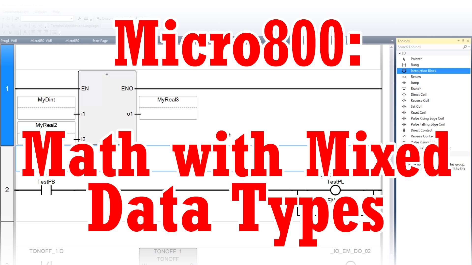 Micro800, CCW - Math with Mixed Data Types (M3E50)