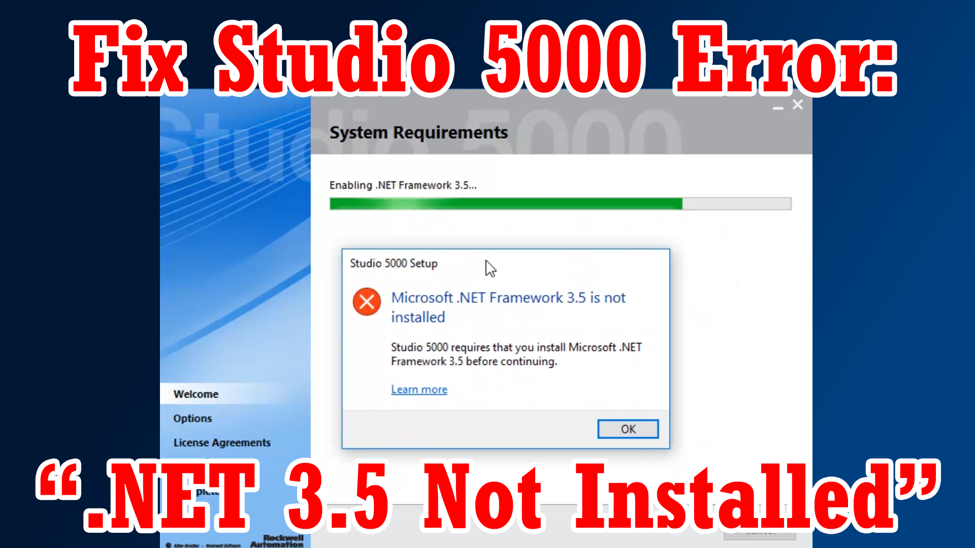 Studio 5000 - Resolve Error Due To Missing .Net (M4E29)
