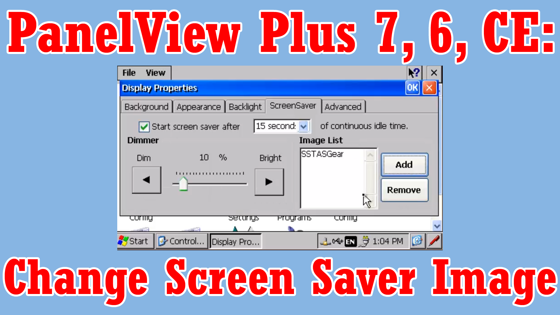 PanelView Plus 7, 6, CE - Changing Screen Saver Image (M4E39)