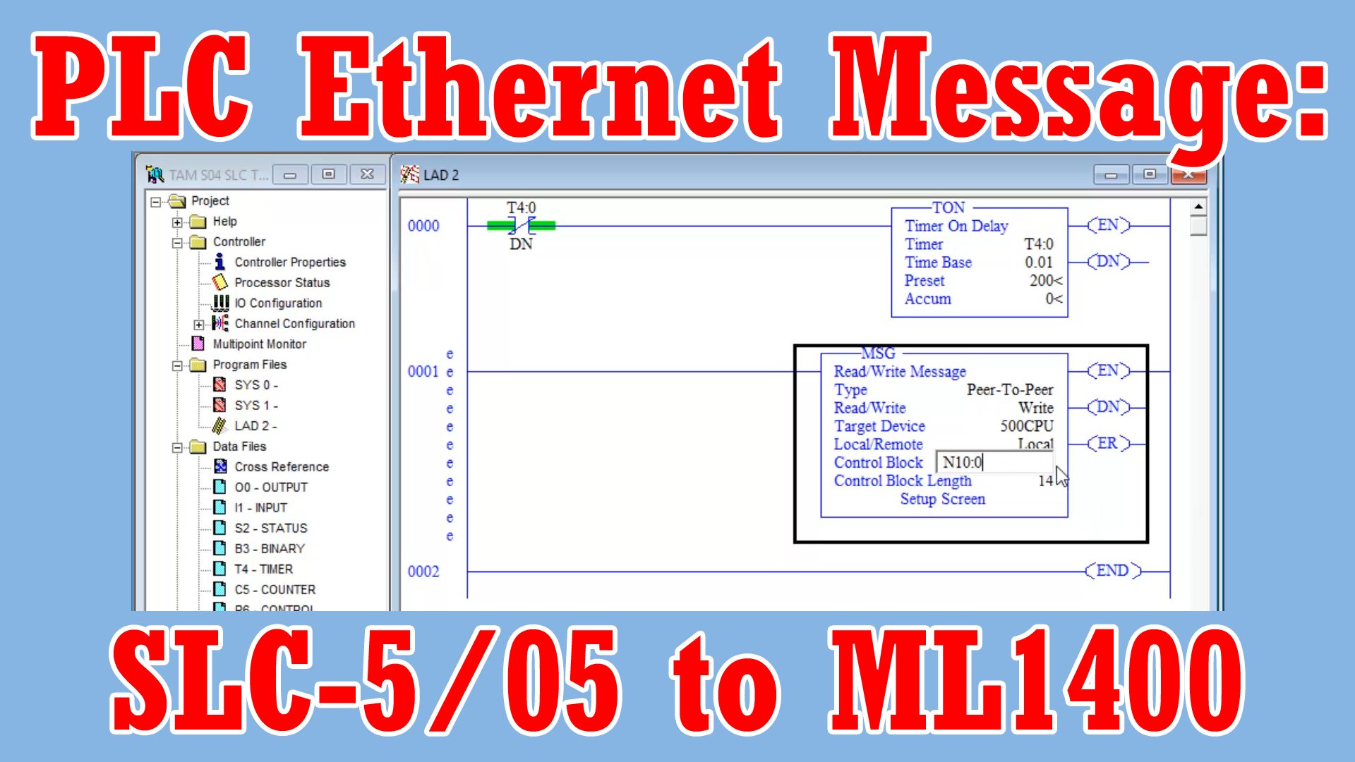 Message (MSG) - SLC-5/05 Writing Data Over Ethernet to a MicroLogix (M4E42)