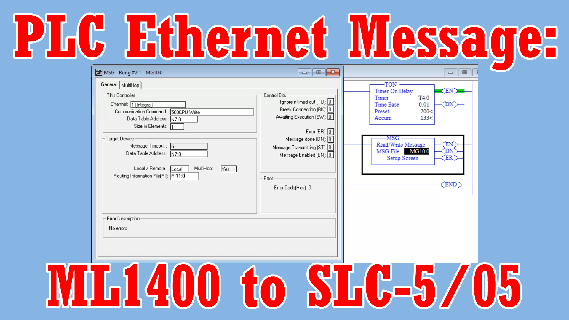 Message (MSG) - MicroLogix Writing Data Over Ethernet to a SLC-5/05 (M4E43)