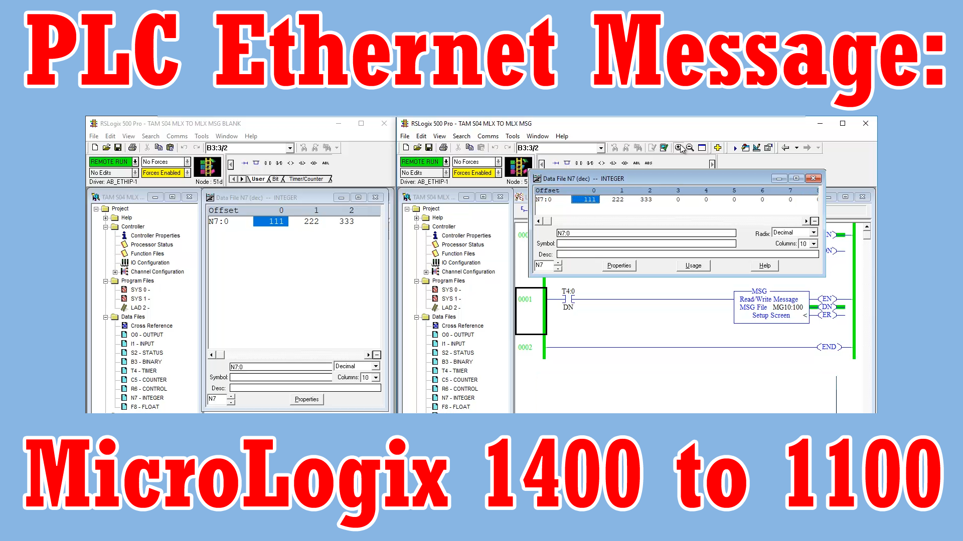 Message (MSG) - MicroLogix Reading and Writing Data over Ethernet (M4E44)