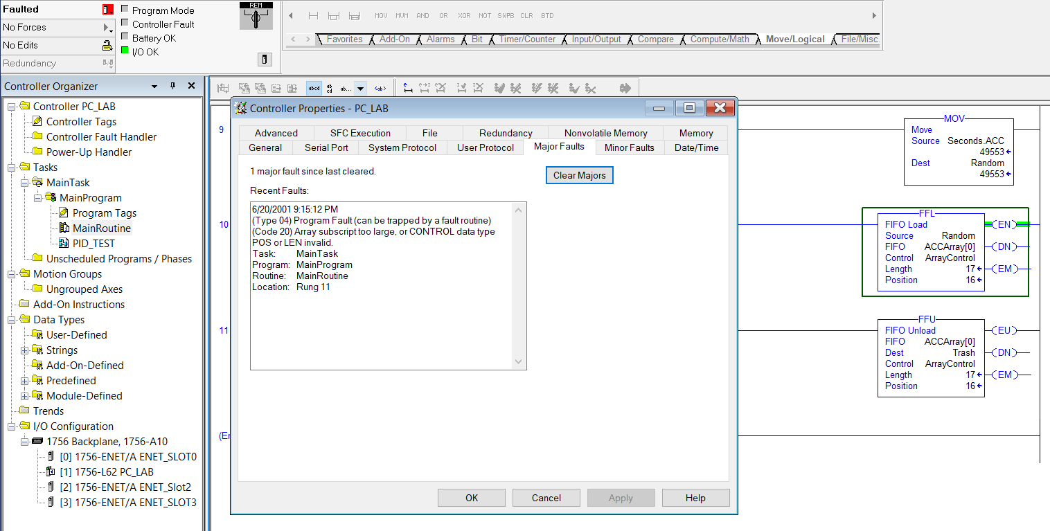 ControlLogix, CompactLogix - Controller Faults