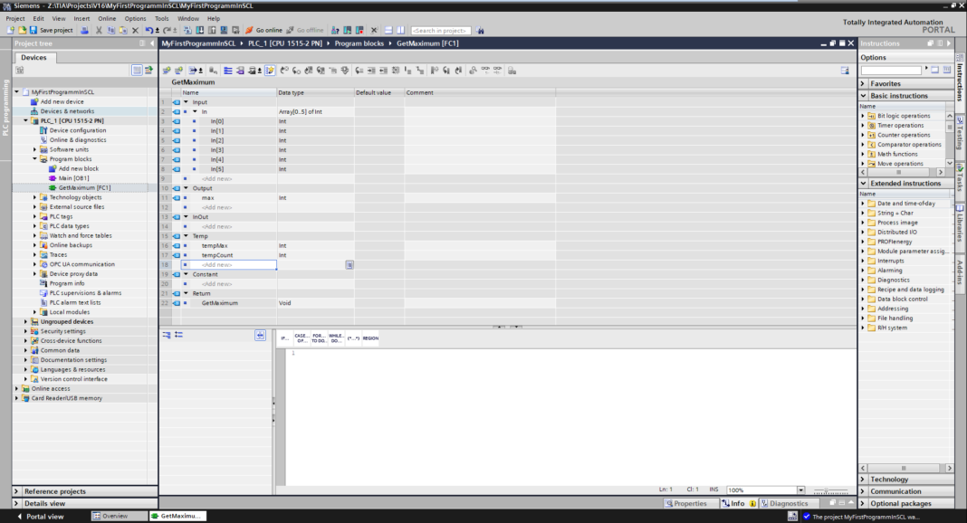 TIA Portal, S7 – Writing Your First SCL Code In TIA Portal | The ...