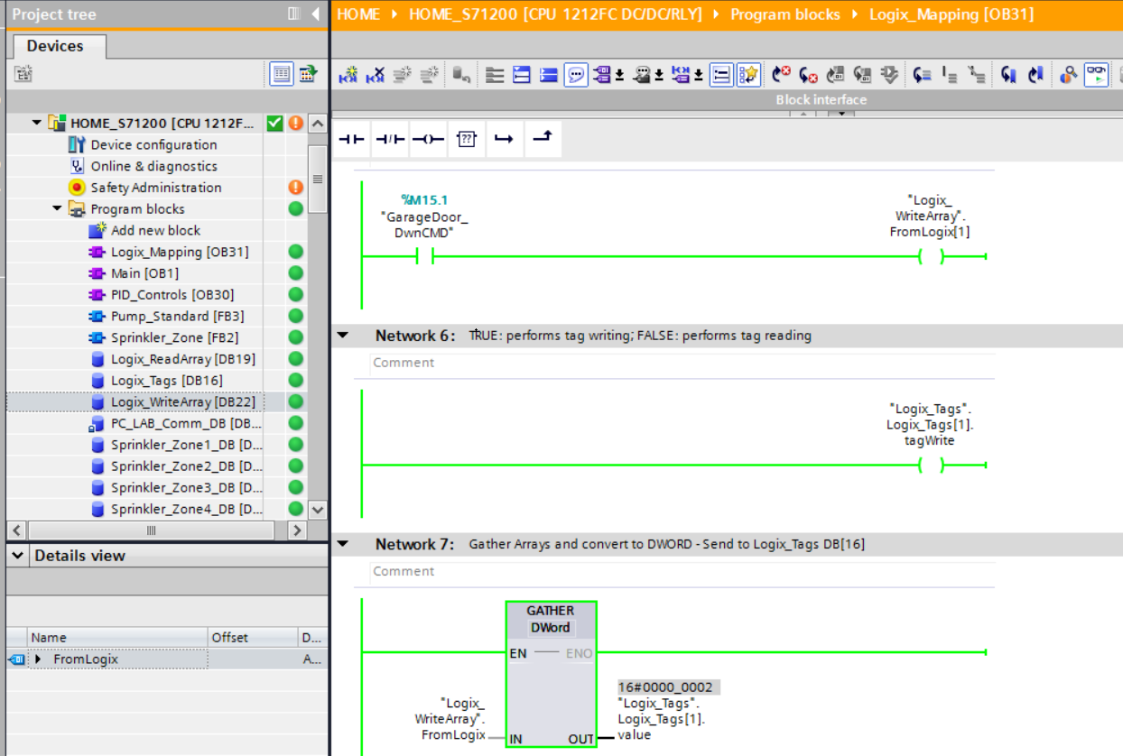 TIA Portal, S7 - Using the SCATTER and GATHER Blocks to format ControlLogix Tag Values in a Siemens PLC