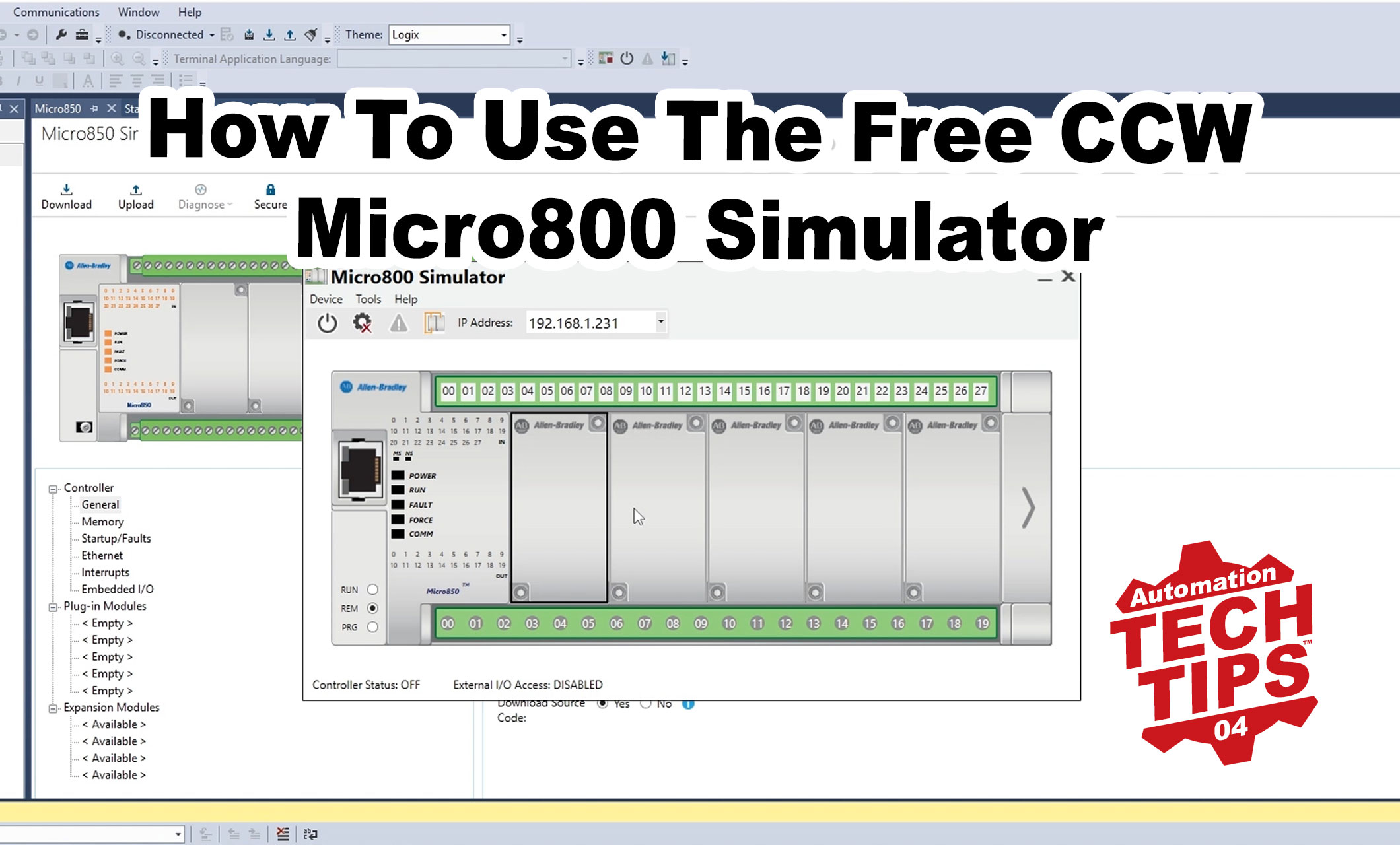 CCW - How to use the free Micro800 Simulator (T004)